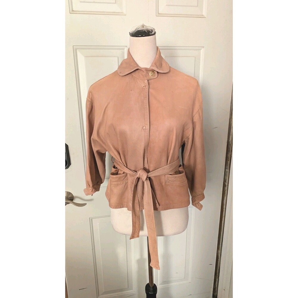 Blur Women’s Soft Leather Cropped Jacket w/ Belt-Made in Italy-Sz 38 (Sm/Med)